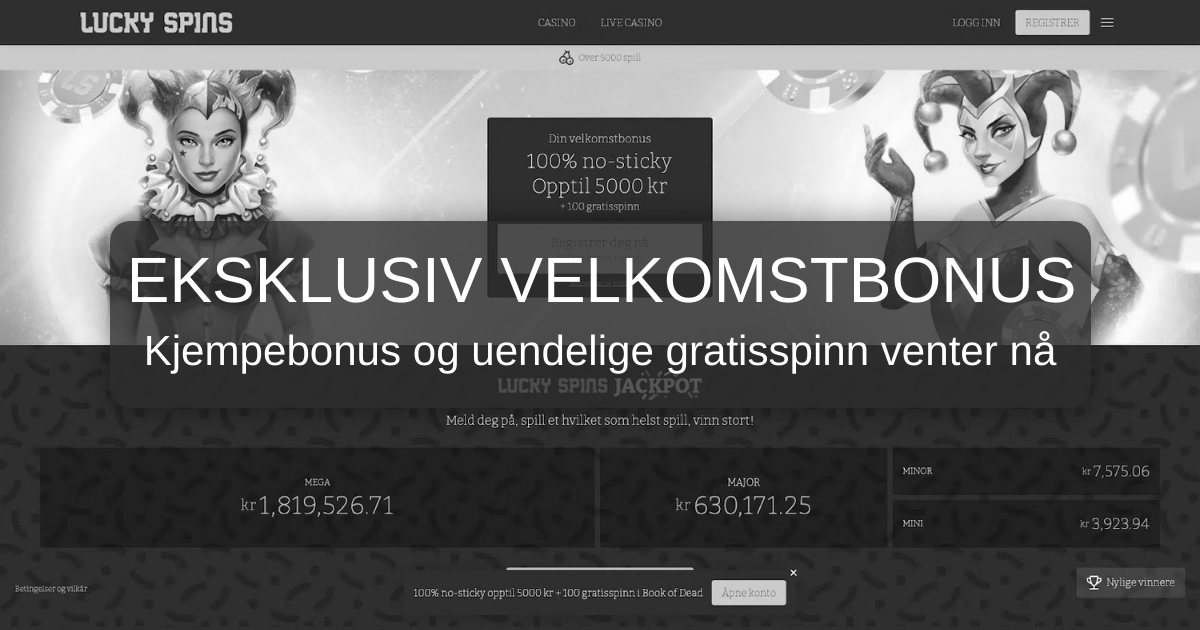 Lucky Spins Casino med velkomstbonus opptil 5 000 NOK